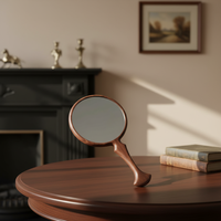 Miroir de maquillage portable moderne en bois avec cadre en aluminium, écran intégré en plastique PET, doublure 100 % coton pour une fraîcheur durable