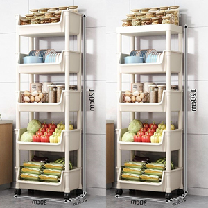 बहुक्रियाशील 5-स्तरीय चल प्लास्टिक बुकशेल्फ़ खिलौना भंडारण रैक बाथरूम रहने के लिए सरल रसोई स्नैक ट्रॉली - Product Image 5