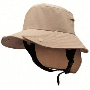 Chapeau de pêcheur à large bord plat pour l'extérieur, séchage rapide, protection UV, chapeau de plage et de surf avec sangle - Product Image 2