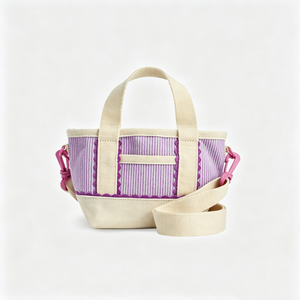 <span class=keywords><strong>Mini</strong></span> Borsa Tote in Tela a Righe con Bordo Smerlato, Piccola Borsa a <span class=keywords><strong>Tracolla</strong></span> per Donne, Borsa Estetica a <span class=keywords><strong>Tracolla</strong></span> con Cinturino - Product Image 5