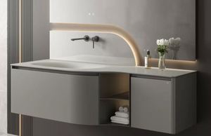 Meuble de salle de bain en bois massif de style américain haut de gamme, design personnalisé, meuble-lavabo simple - Product Image 3