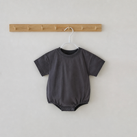 Barboteuse Bébé Bleu Ardoise Personnalisée Coupe Ample et Souple pour l'Été 100% Coton Biologique Vêtements Bébé pour Filles et Garçons