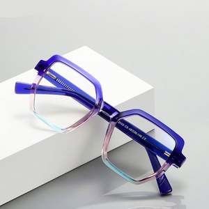 Lunettes de vue pour femmes avec logo personnalisé, monture hexagonale dégradée, TR90, anti-lumière bleue, verres en acétate CP - Product Image 1
