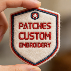 EYD カスタマイズされたロゴ デザイナーカラフルファブリック3Dバーシティレターチェニール自己粘着フーディーフェルトアイロン接着刺繍パッチ - Product Image 1