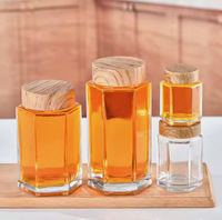 Botol Madu Kaca Heksagonal Transparan Kosong Grosir 140ml 280ml 360ml, Wadah Penyimpanan Makanan, Stoples Selai Madu dengan Tutup Sekrup