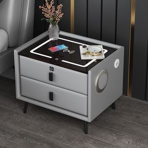 Comodino Moderno Convertibile ed Estensibile con Ricarica Wireless e 2 Cassetti per Appartamenti, Camere da Letto e Hotel - Product Image 3