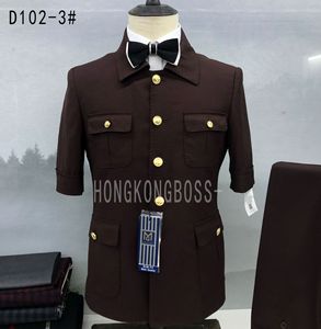 Abito da <span class=keywords><strong>uomo</strong></span> 2 pezzi classico <span class=keywords><strong>blu</strong></span> <span class=keywords><strong>scuro</strong></span> abito da sposa per <span class=keywords><strong>uomo</strong></span> 2023 mezza manica tasca Slim Fit da sposo smoking Costume Mariage Homme - Product Image 6