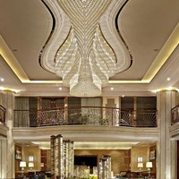 Lustre en cristal doré sur mesure, grand format, encastré, pour salles de réception, villas, clubs, salles de bal, halls d'hôtels.