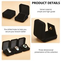 Estuche de almacenamiento de insignia de terciopelo negro, organizadores de medallas conmemorativas portátiles, broche cuadrado, caja de regalo con espaciadores ajustables