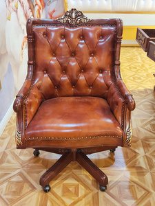 Bộ Đồ Nội Thất Văn Phòng Cổ Điển Kiểu Mỹ Kệ Sách Và Ghế Văn Phòng Chạm Khắc Gỗ Thủ Công Sang Trọng - Product Image 4