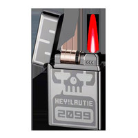 Briquet électronique à induction gonflable CL2102, alimenté au butane, à batterie, en métal, coupe-vent, haut de gamme, pour homme, flamme rose, avec poulie