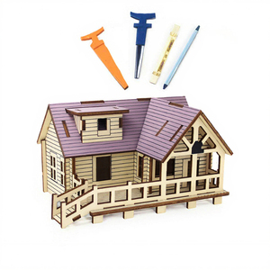 Rompecabezas de Madera 3D Estilo Caricatura, Modelo de <span class=keywords><strong>Casa</strong></span>, Juguete Educativo de Bricolaje con Corte Láser, Piezas Móviles, Ideal para el Aprendizaje Infantil, 51-100 Piezas, 1 Estrella - Product Image 4