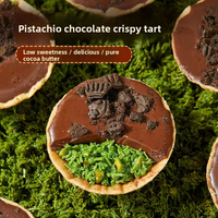 Tarta Crujiente de Chocolate Negro Sólido para Snacks Casuales al por Mayor con Relleno de Crema de Pistacho y Manteca de Cacao
