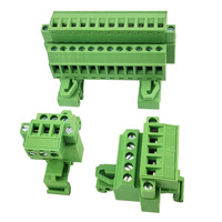 Bloc de bornes en ligne sans soudure complet mâle-femelle à pas de 5,08 mm pour montage sur rail DIN, avec connecteur à bride et fiche, 2-24 pôles pour rail DIN de 35 mm