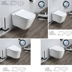 פאטה כלים סניטריים מקלחת אמבטיה קיר רכוב שרותים CE מאט שחור קרמיקה ללא מסגרת קיר תלוי פאן
