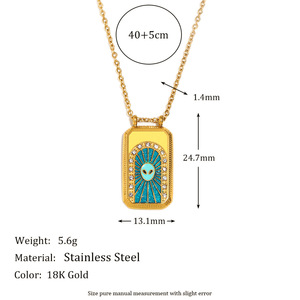 XIXI 18K chapado en oro gota de aceite <span class=keywords><strong>Tarot</strong></span> mujeres geométrico cuadrado marca circón colgante Acero inoxidable joyería de moda collares - Product Image 6
