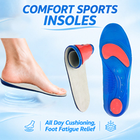 Semelles intérieures en silicone amortissantes unisexe pour chaussures de sport, confort et soutien de la voûte plantaire