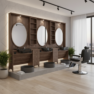 Nuevo Modelo de Estación de Espejo de Madera de Diseño Moderno de Lujo, Unidad de Barbería, Silla de Salón, Muebles de Pedicura, Comercial para Exteriores, Salones de Turquía - Product Image 3