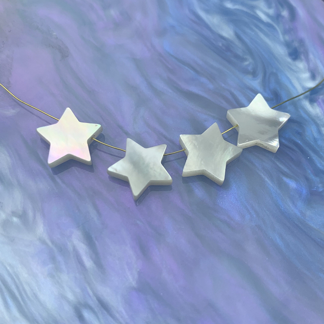 Natural White Mother of Pearl Star Beads Flat Drilled Loose MOP Beads for DIY Jewelry Making Earring Necklace Bracelet