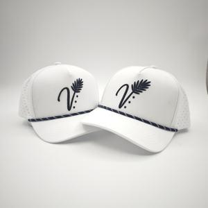 Wholesale Bulk 5 <b>Panel</b> Polyester/Cotton Adjustable Mid Profile Waterproof Laser Hole Rope Custom Sports Baseball Leopard/Dot - Product Image 3