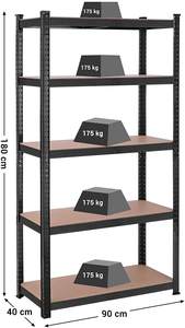 Giá để đồ bằng kim loại nặng 5 tầng, có thể điều chỉnh, mạ kẽm, không cần lắp bu lông, kích thước 180*90*40CM, tải trọng 875KG, thương hiệu Thanh Đảo - Product Image 3