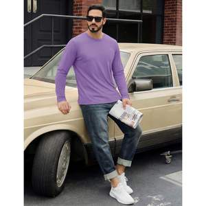 T-shirt à manches longues pour homme TACVASEN, col rond, 100% coton, respirant, tricoté, uni, basique, sous-vêtement, coupe confortable - Product Image 2