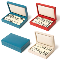 Jeu de dominos personnalisé écologique avec étui de rangement en cuir PU, 14 pièces, jeu de dominos de voyage OEM, logo personnalisé pour la vente en gros
