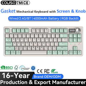 <span class=keywords><strong>Clavier</strong></span> mécanique sans fil Neswets 84 touches, tri-mode, à échange à chaud, avec écran intelligent RGB pour le repose-poignets et bouton rotatif - Product Image 1
