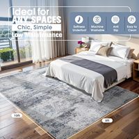 Tapis d'intérieur en polyester 8x10, lavable, antidérapant, résistant aux taches, design abstrait moderne, épaisseur 0,25 pouce, envers en caoutchouc thermoplastique