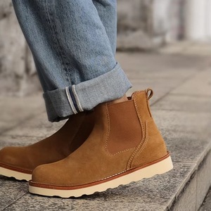 Bottes Chelsea en cuir véritable personnalisées pour hommes Semelle extérieure en <span class=keywords><strong>mousse</strong></span> de caoutchouc Hauteur cheville Style occidental pour bottes d'hiver - Product Image 4