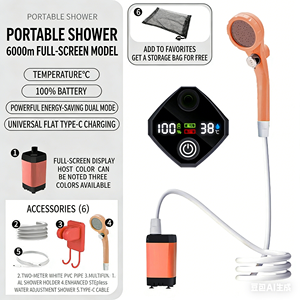 Pompe de douche électrique portable pour camping, modèle 2025, très populaire, avec tuyau d'eau de 2 m, capacité de 20 L, batterie au lithium rechargeable par USB, pour l'extérieur - Product Image 4