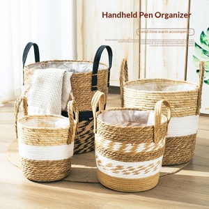 us extra-<b>large</b> straw flower pot ornament seaweed hand-woven indoor and outdoor storage <b>basket</b> potted green plant flower <b>basket</b> - Product Image 2