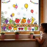 Autocollant de fenêtre D23066 sur le thème de la fête des fruits pour vitrines et portes en verre, décalcomanie statique pour verre, visible des deux côtés