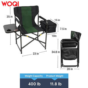 เก้าอี้พับได้ Woqi สำหรับใช้งานกลางแจ้ง พร้อมโต๊ะข้างและกระเป๋าเก็บความเย็น เก้าอี้พกพาสำหรับตั้งแคมป์ สีเขียวเข้ม ผ้า Oxford - Product Image 4