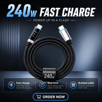 Nouveau câble USB-C vers USB-C 240W 6A 1,5M avec affichage numérique pour smartphone, ordinateur portable et tablette, charge rapide 2026