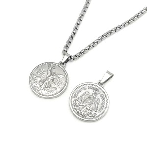 Collar con Colgante de Moneda de 50 Pesos Mexicanos Kunishio, Cadena de Acero Inoxidable, Diseño Retro en Relieve - Product Image 2