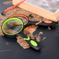 LARREX Portable 75mm Optical Handheld Non-Slip Simple Shatterproof 10X Magnifying Glasses Senior Kids Reading ABS+Glasses Light