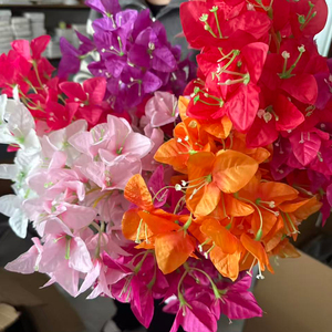 Plante artificielle murale Bougainvillier, <span class=keywords><strong>fleurs</strong></span> artificielles triangulaires <span class=keywords><strong>en</strong></span> <span class=keywords><strong>fleurs</strong></span> de <span class=keywords><strong>prunier</strong></span>, pliables, roses et oranges, suspendues - Product Image 6