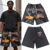 Pantalones Cortos Godspeed para Hombre, Marca Godspeed, Premium, de Algodón Lavado, con Diseño Gráfico Desgastado, Estilo Hip Hop Urbano