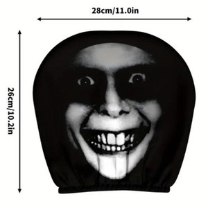 Housse de tête de lit de <span class=keywords><strong>voiture</strong></span> universelle en polyester imprimé crâne noir, style simple et amusant, ajustement standard, pour le commerce transfrontalier (lot de deux) - Product Image 3