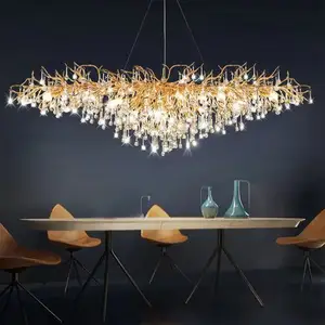 Light Fixtures Modern L180cm Lights and Lighting Home Room Lamp Rectangle Crystal Chandelier LED Brass Aluminum Dining 80 24