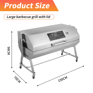 Factory Custom Flaming <strong>Coals</strong> <strong>Barbeque</strong> Master <strong>Gas</strong>/Charcoal Spit Roaster with Lid - Product Image 2