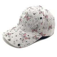 Casquettes de baseball en dentelle avec logo personnalisé en strass, scintillantes et ornées de cristaux, pour femmes, mode et sport – Fabricant en gros