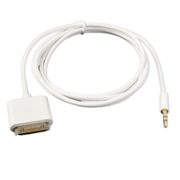 Cable adaptador de entrada AUX para coche, blanco y negro, para iPod, iPad, iPhone, conector macho de 30 pines a estéreo de 3,5 mm para ordenadores iOS, con blindaje trenzado