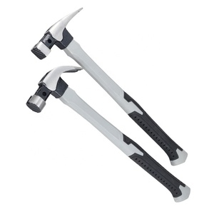 Marteau à griffes à angle droit, à coins arrondis, entièrement en acier, avec poignée en plastique et manche en bois - Product Image 1