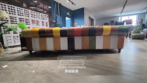 Juego de Sofás Chesterfield de Estilo Industrial Vintage, Cuero Genuino, Diseño <span class=keywords><strong>Patchwork</strong></span> para Hotel, Aplicación en Talleres, con Función de Refrigeración - Product Image 5