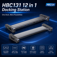 Hub USB-C 12-en-1 ultra-mince avec double sortie 4K, USB-C 10 Gbit/s multifonction, LAN Gigabit, audio et PD 100 W en aluminium – En stock