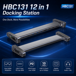 Base de Conexión USB-C Delgada 12 en 1, Doble 4K, para Tipo-C con Funciones Completas, USB 10Gbps, LAN Gigabit, Audio, 100W PD, <span class=keywords><strong>Hub</strong></span> de Aluminio, en Stock - Product Image 3