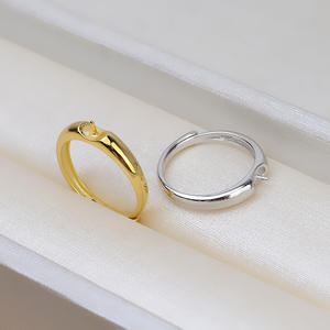 Anillo Abierto Ajustable de Plata S925 para Mujer, Joyería DIY con Perla, Talla 7-8, Anillo de Boca Abierta, 54 Accesorios de Producto Semiterminado - Product Image 2