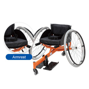 <span class=keywords><strong>Fauteuil</strong></span> <span class=keywords><strong>roulant</strong></span> de sport en aluminium manuel certifié CE avec revêtement en poudre orange, repose-pieds réglable - Modèle de course léger - Product Image 3